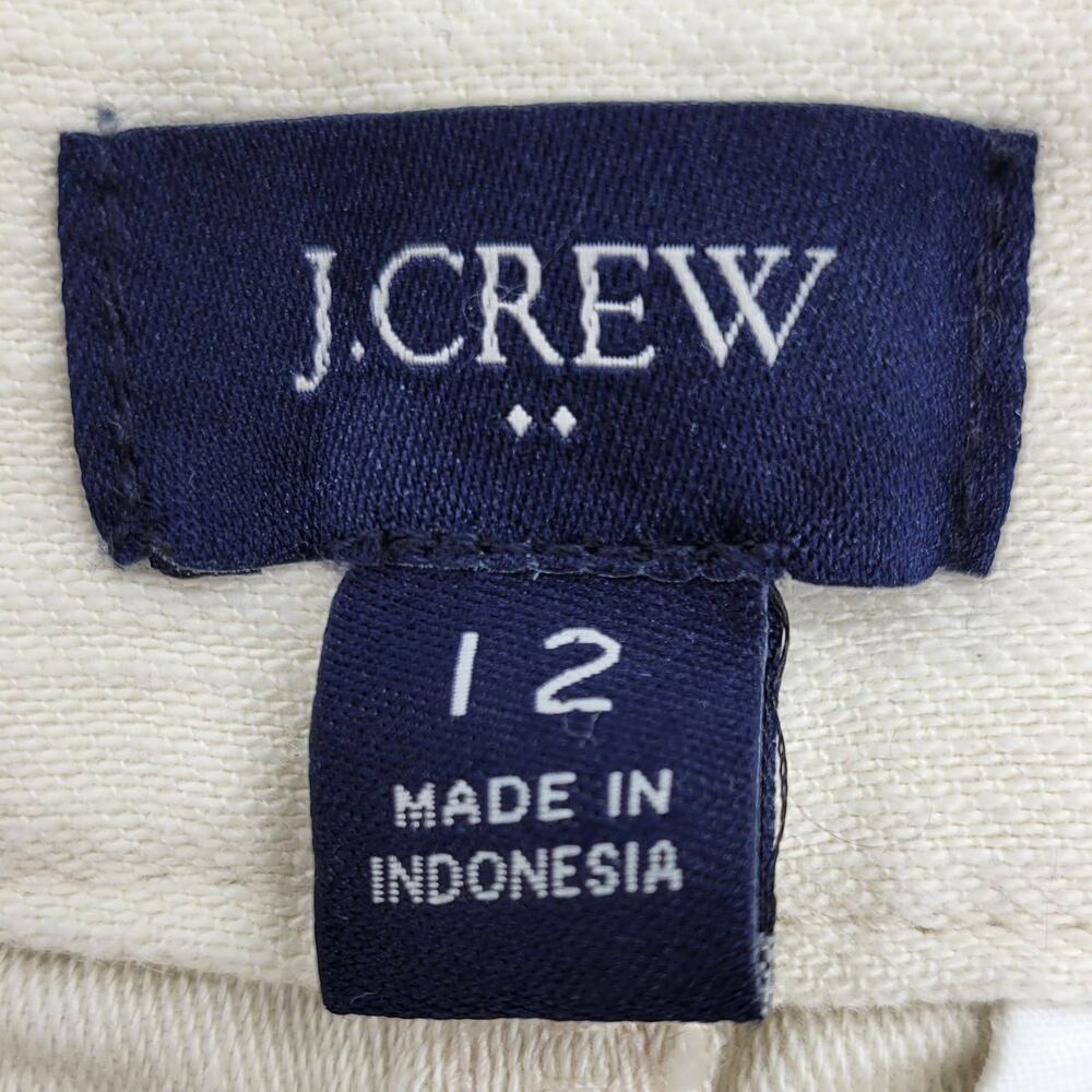 J Crew Pants Women's 12 Beige High Rise Cropped 100% Cotton Casual Comfort Soft - Picture 7 of 9